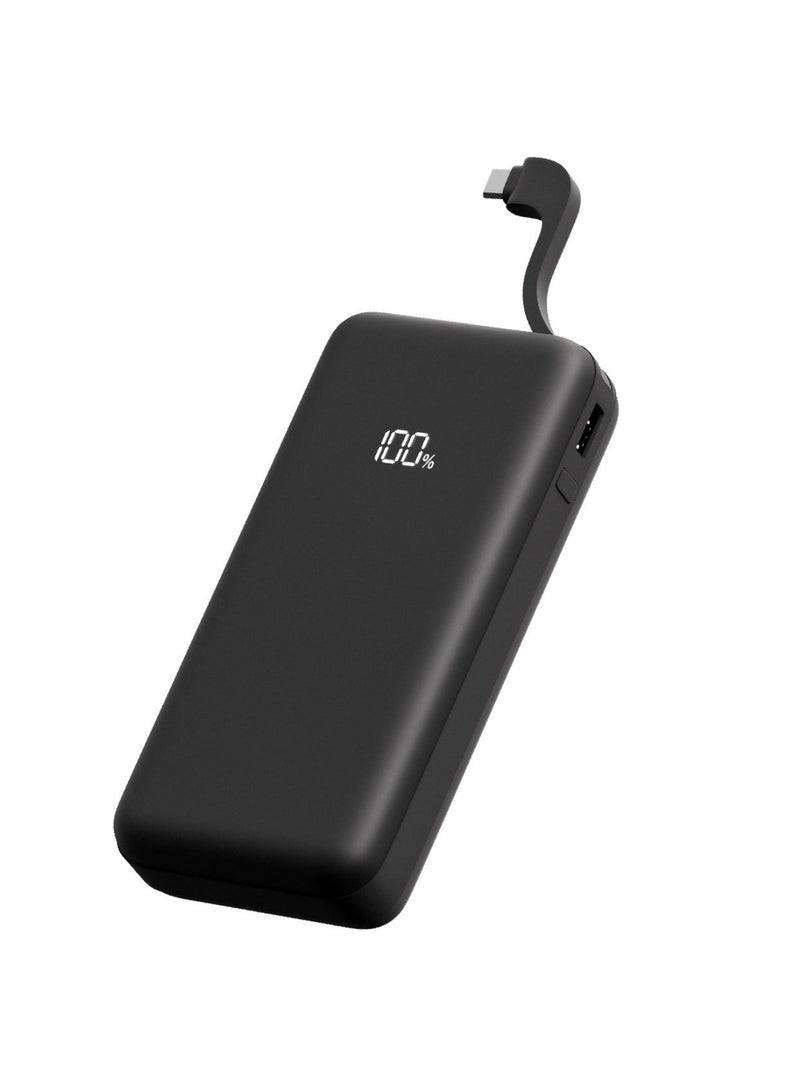 جوس بنك طاقة متكامل من Juice Eco، شاحن محمول 16000 مللي أمبير/ساعة مع كابل USB-C مدمج وشاشة رقمية، مخرج USB-C سريع، بنك طاقة لأجهزة iPhone 15 16 Pro Max، Samsung، Android، iPad، DJI Osmo Pocket 3 - Image 1